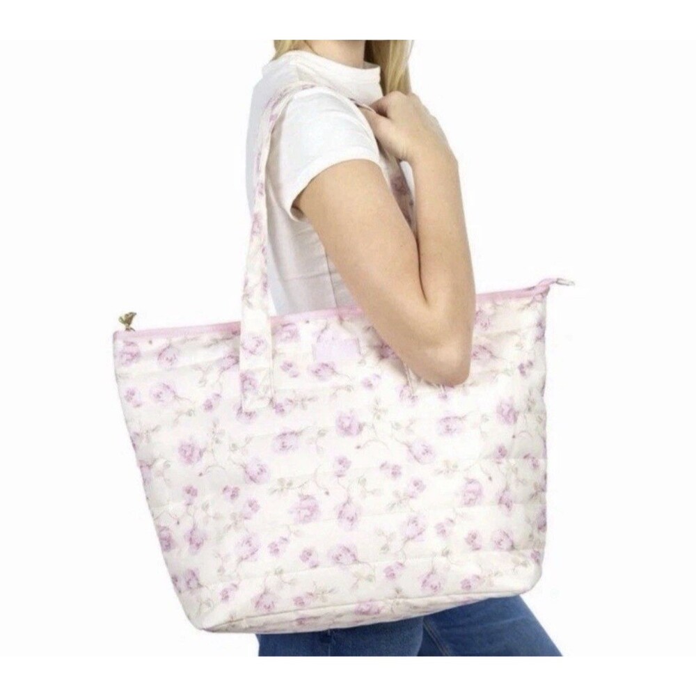 LoveShackFancy x Target - Yoobi Ribbon Rosa Quilted Tote Bag Sterling Dusk